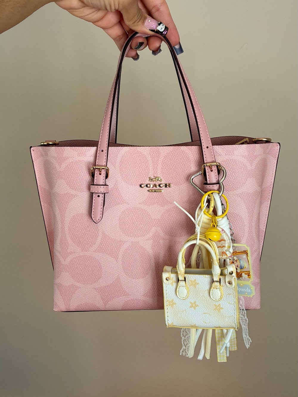 Butter Yellow & White Mini Purse Keychain Bag Charm